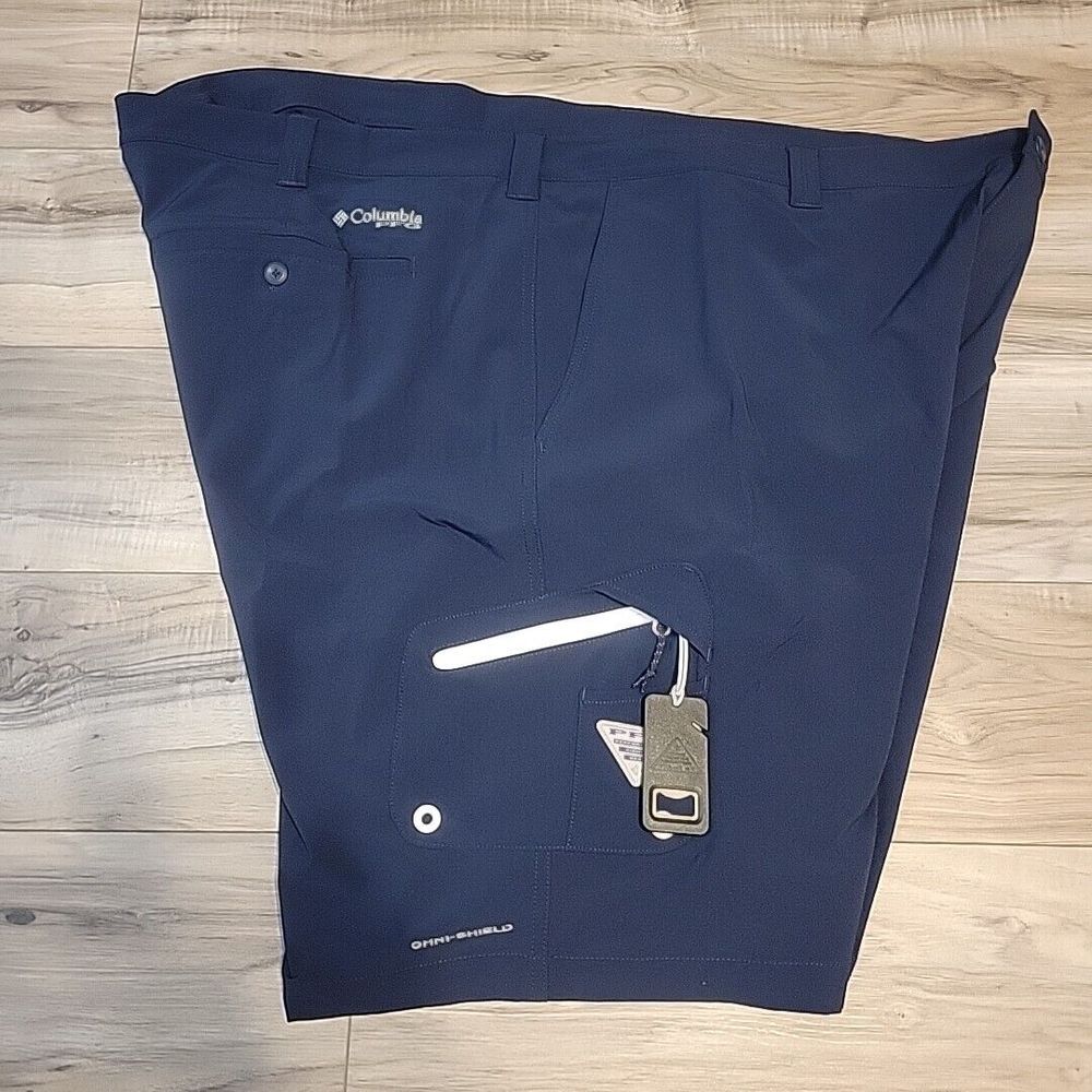 NWT Columbia PFG Shorts Mens 52x10 Terminal Tackle Blue Shorts Omni Shade UPF 50